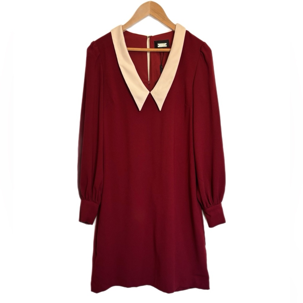 Alexia Admor red long sleeve white collared mini dress